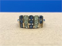 14K Gold Green & Blue Sapphire Ring Sold AS IS