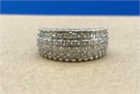 14K Gold Diamond Encrusted Dome-Top Band Ring
