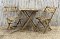 Wood Outdoor Bistro Table & Two Chairs