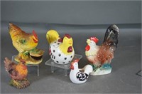 Lot of 5 Decorated Chickens