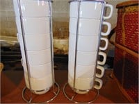 Two Stacks of World Market Coffee Cups