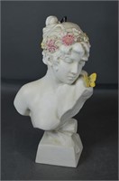 Woman Bust With Butterfly and Flowers
