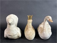Avon Swan, Swan Shaker and Dove Figurines