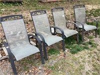4 Outdoor Metal Chairs, Webbed Seats