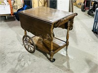 solid wood drop leaf tea cart