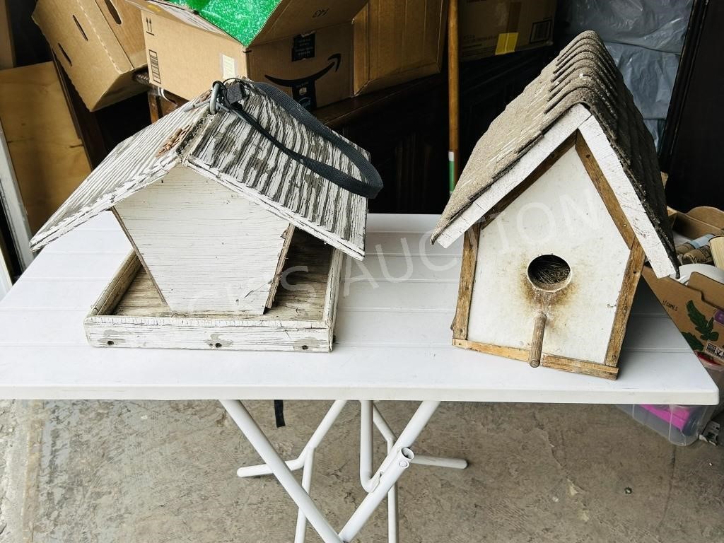 hand made bird feeder & bird house