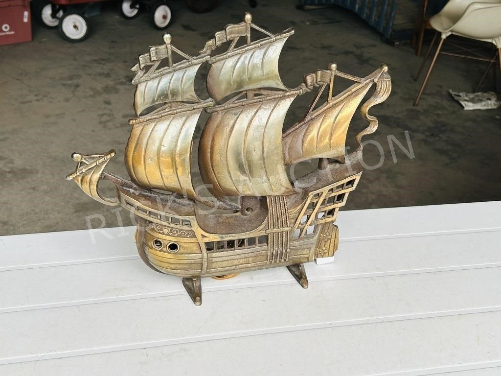 vintage cast metal ship light