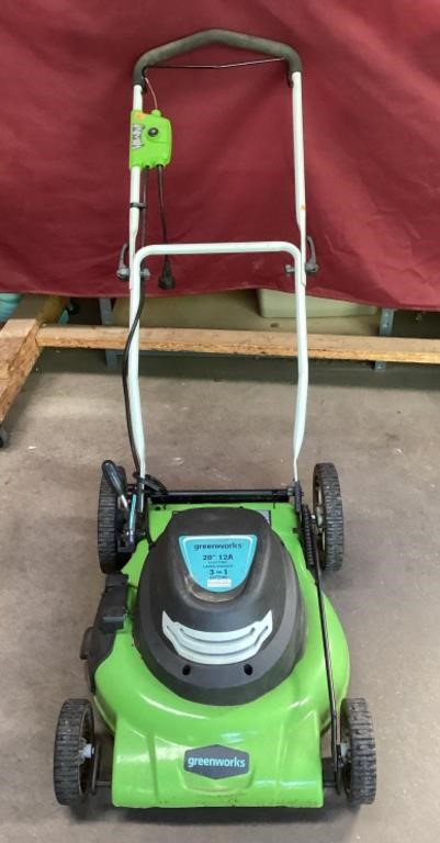 Green Works 20 Inch 12 A Electric Lawnmower