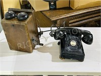 Oak case ringer box & phone