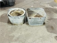 2 galvinize tubs & concrete planter