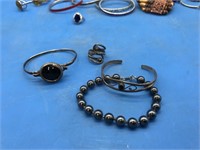 Small Sterling Jewelry Lot + Costume Bracelets
