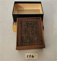 Westvaco wooden card box employee gift vintage