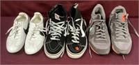 3 Pairs Of Shoes: Gray Nike 11, Black Vans 10.5,