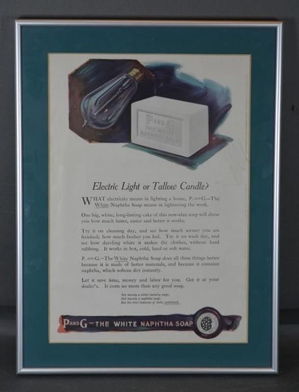 P and G The White Naphtha Soap Framed Ad