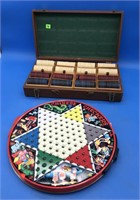Vntg Poker Chips in Case & Bent Chinese Checkers