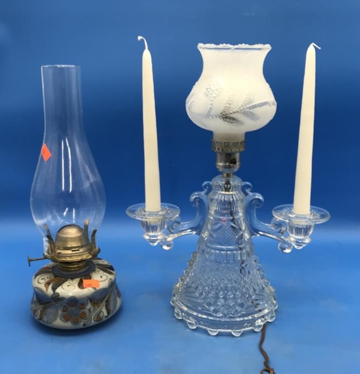 Electric Lamp w/ Candleholders & Mexican Oil Lamp