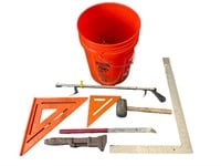 Assortment of Tools in Home Depot Tub