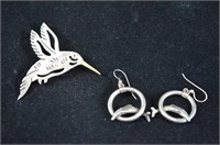 Sterling Silver Earrings & Broach