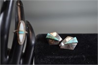 Sterling Silver & Turquoise Earrings and Ring