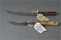 Old File Handmade Knife and Vintage Carving Fork