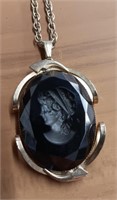 Vintage Reverse Carved Cameo Necklace