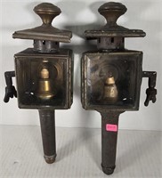 2 Beveled Glass Carriage Lamps