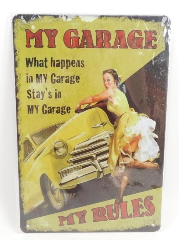 New Sealed My Garage My Rules Tin Sign