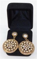 Vintage Faux Pearl and Diamond Earrings