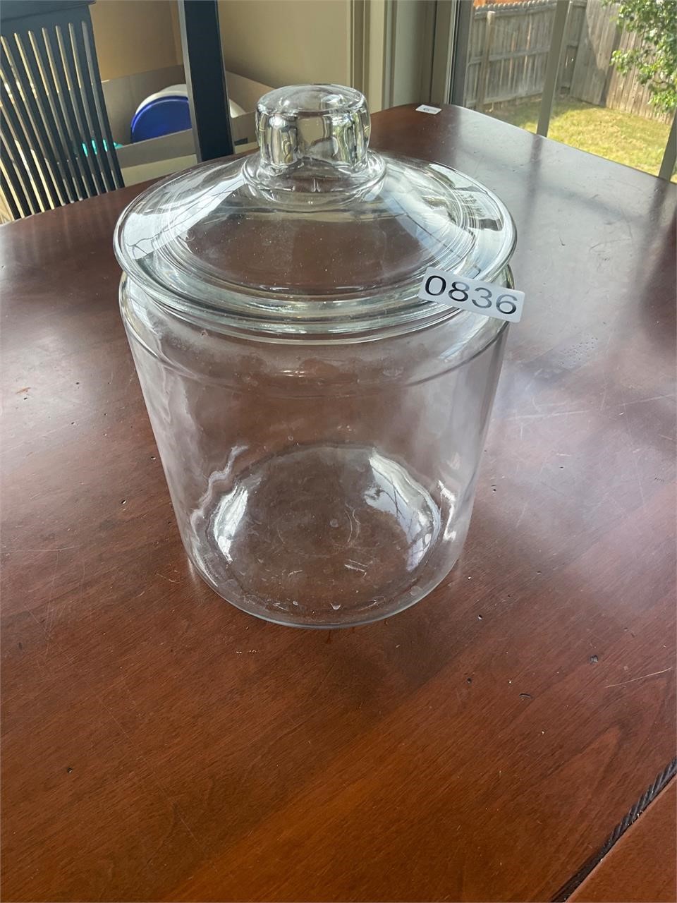 Glass Toms style jar with lid