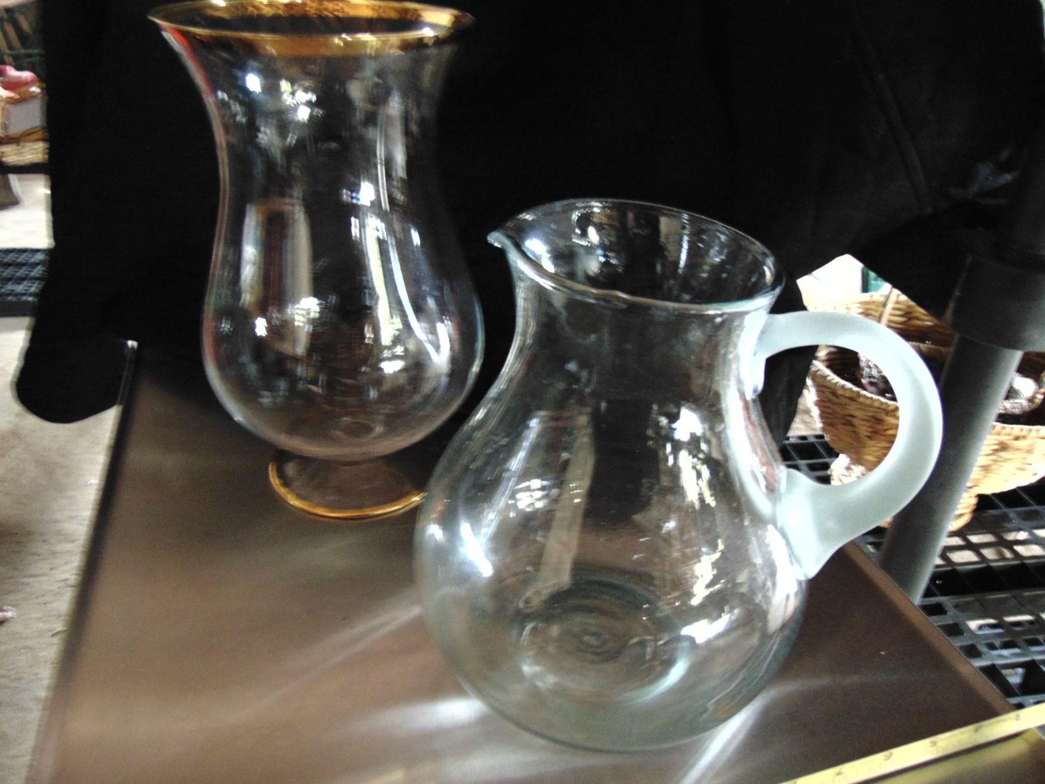 Glass Vase and Pitcher
