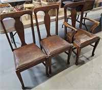 3 Oak T Back Chairs