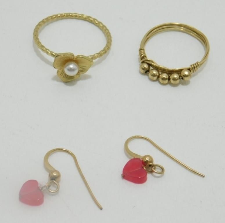 Vintage Unsigned Gold (Karat?) Rings and Pierced