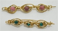 Gold Wrap Brooches - Tourmaline and Coral, Not