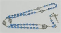 Vintage Italy Rosary - Aurora Borealis Blue Glass