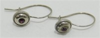 Sterling Silver and Garnet Pierced Earrings -