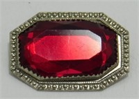 Vintage Red Jewel Stone Brooch