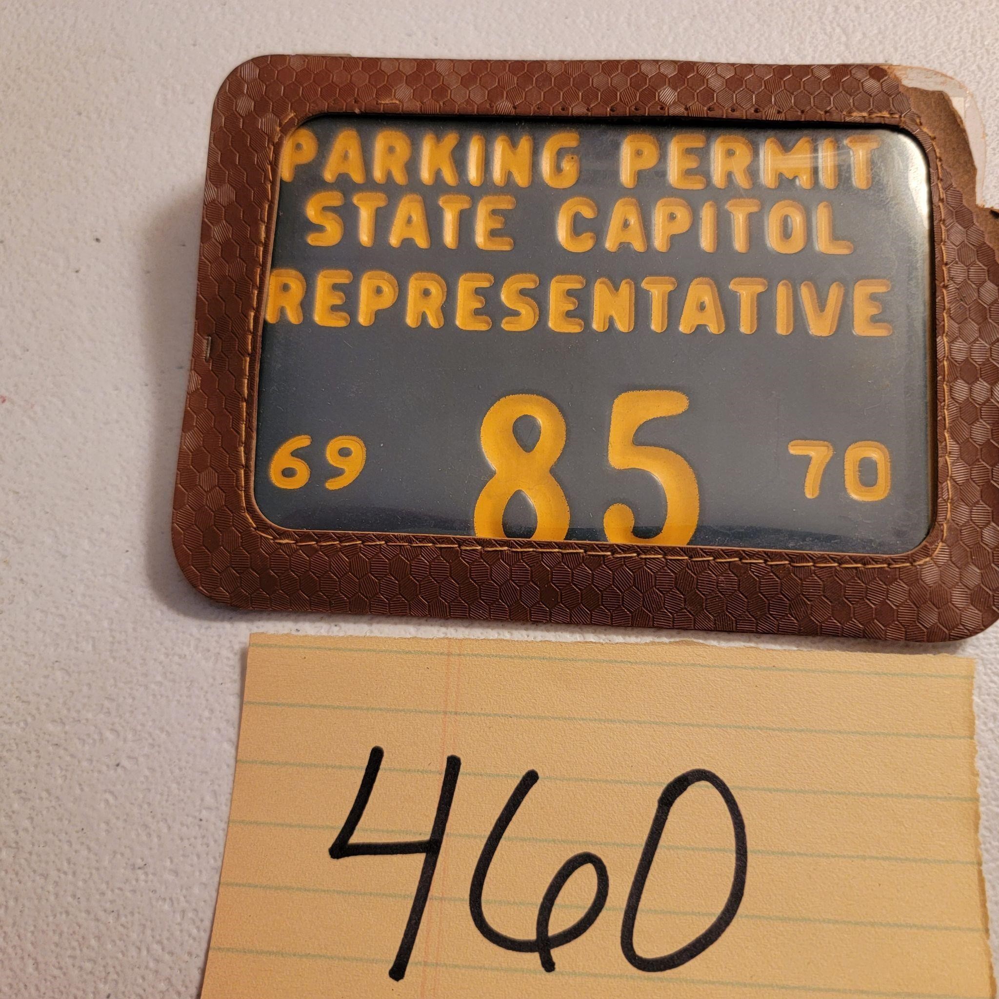 PA State Rep Capitol Metal Parking Permit 1969-70
