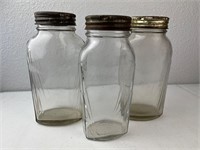 Lot of 3 Vintage Canning Jars with Glass Lids
