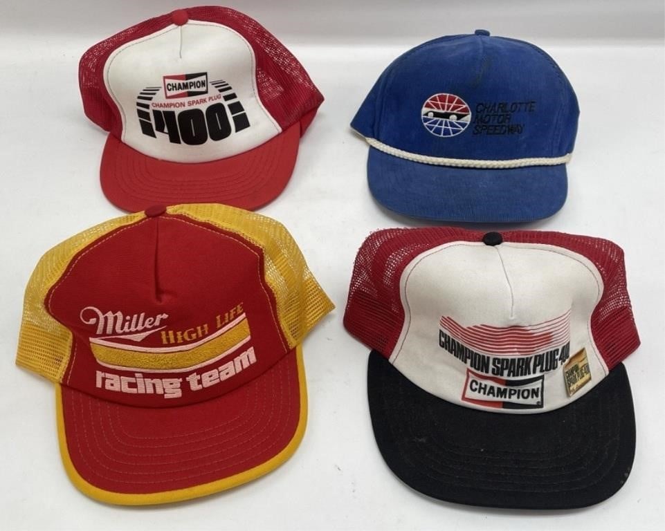 (4) Vintage Racing SnapBack Trucker Hat 
Sold