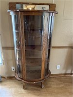 Curio cabinet glass bow front with wooden s