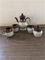 Vintage brown and cream stoneware coffee set-