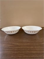 2 vintage Corelle Butterfly golden serving bowls