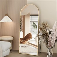 M1230  Gold Arched Floor Mirror, 64"x21" Leaning M