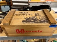 Wood Hornady box full of gun parts