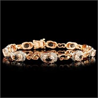 14K Gold 6.95ct Morganite & 0.75ctw Diamond Bracel