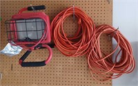 Lot Of Extension Cords And Shop Light