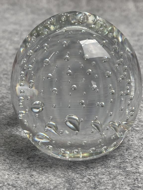 Controlled Bubble Clear Glass  Paperweight