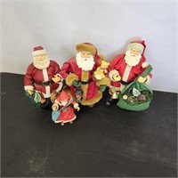 4 Santas- all with painted canvas clothing