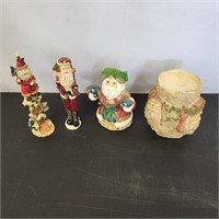 4 Santas- 2 skinny, one candle holder, 1 bells