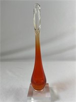 Orange & Clear MCM Glass Vase